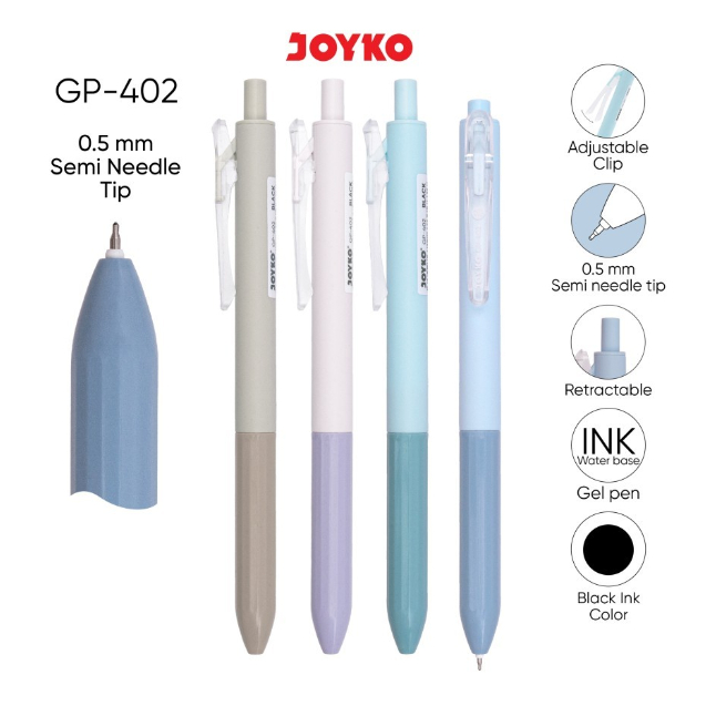 

Pena Ballpen Balpen Bulpen Polpen Pulpen Murah Gel Pen Joyko GP 402 0.5 mm Hitam