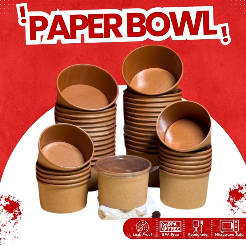 Paper Bowl Kraft Coklat Laminasi Mangkok Kertas Tutup Paper Rice Bowl