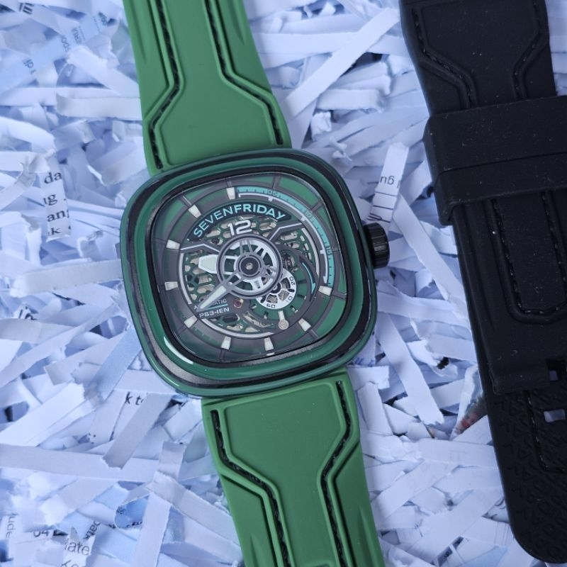 Sevenfriday SF PS3/05 Green Carbon NFC Aktif Automatic Jam Tangan Pria Original