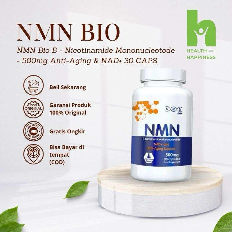 NMN Bio B - Nicotinamide Mononucleotide 500mg Anti Aging NAD+ Suplement Anti Aging 30 CAPS