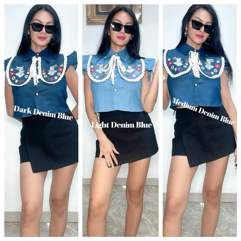 Top Audri Denim | Crop Top | Bangkok Blouse Denim