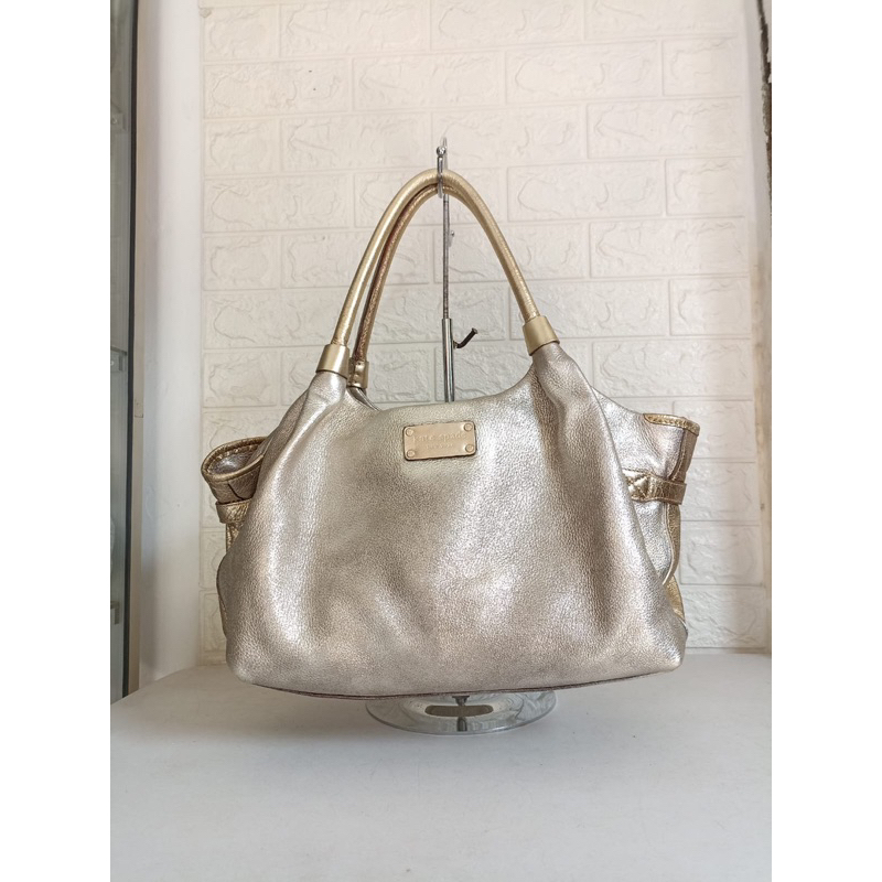 second kate spade gold - preloved kate spade full leather - tas perlengkapan bayi