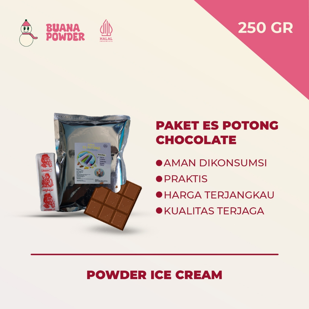 

BUANAPOWDER - PAKET BUBUK ES POTONG JADUL RASA CHOCOLATE MAHKOTA 250 gr