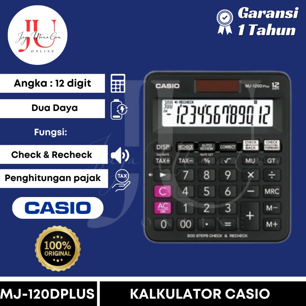 

KODE L62R Kalkulator Casio MJ 12D MJ 1D PLUS CHECK CORRECT