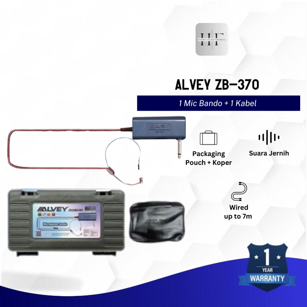 Mic Bando ALVEY ZB-370 Mic Bando + Kabel 7 M Transparan Mic Ceramah Mic Rapat HF_Electronic
