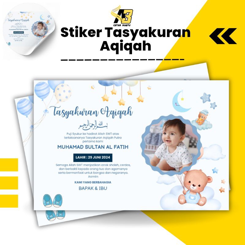 

stiker tasyakuran kelahiran anak laki laki / stiker aqiqah / sticker kelahiran anak murah