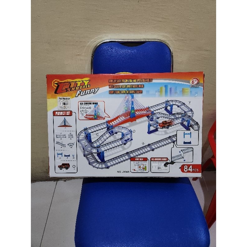 Preloved mainan rel jembatan mobil anak second