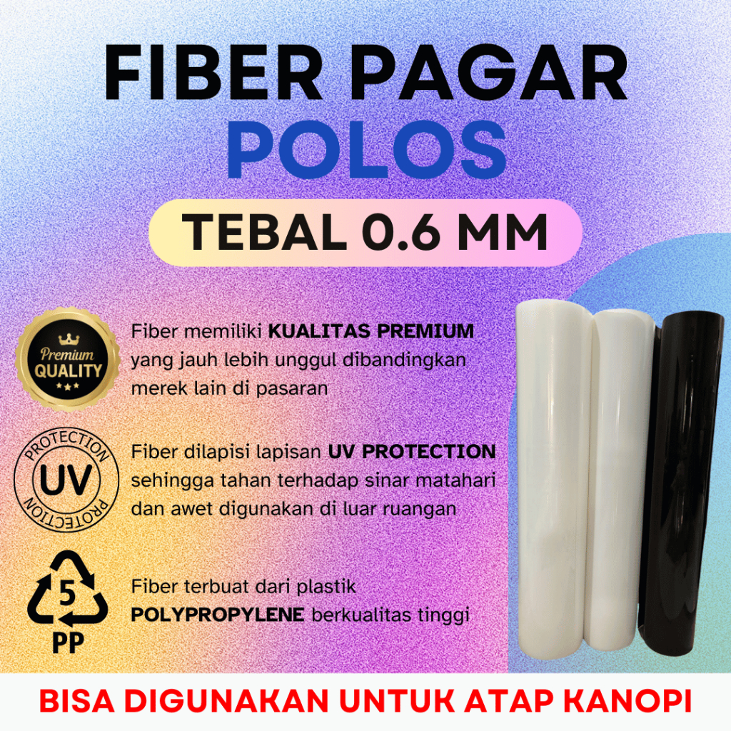 Fiber Penutup Pagar & Kanopi POLOS TEBAL 0.6mm Meteran