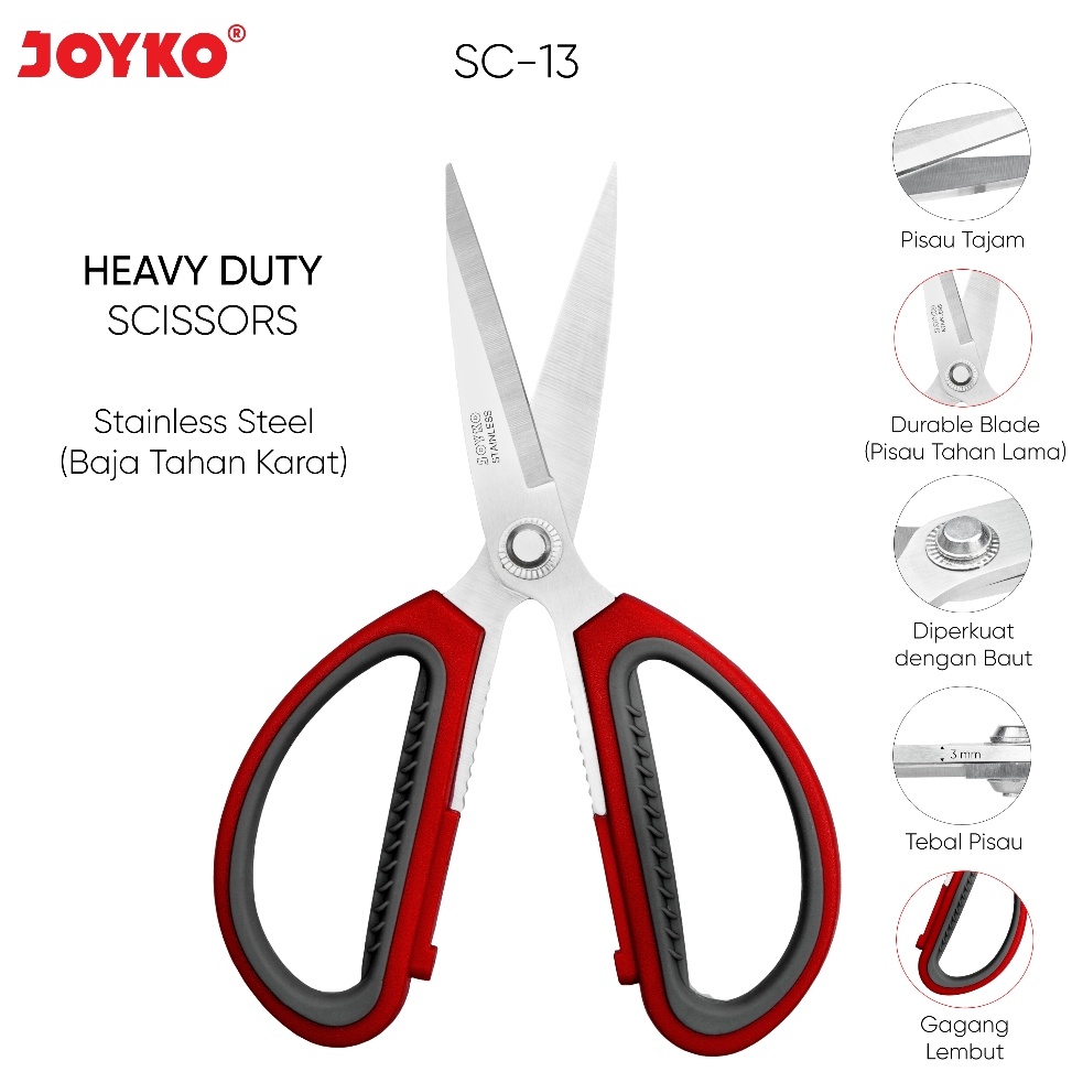 

KODE R15V JOYKO SCISSOR HEAVY DUTY SOFT GRIP SC13 GUNTING SERBA GUNA SC13