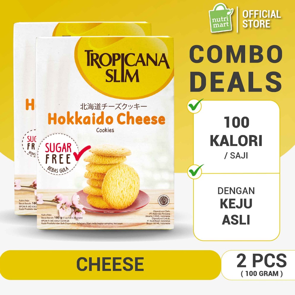 

NEW Twin Pack Tropicana Slim Hokkaido Cheese Cookies 5 Sch Snack Biskuit Bebas Gula 1 Kalori Nyaman