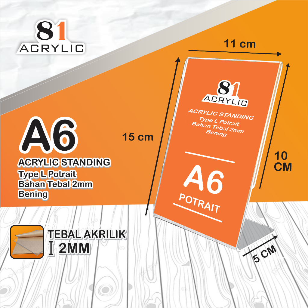 

ACRYLIC TENT HOLDER / AKRILIK BROSUR A6 L PORTRAIT