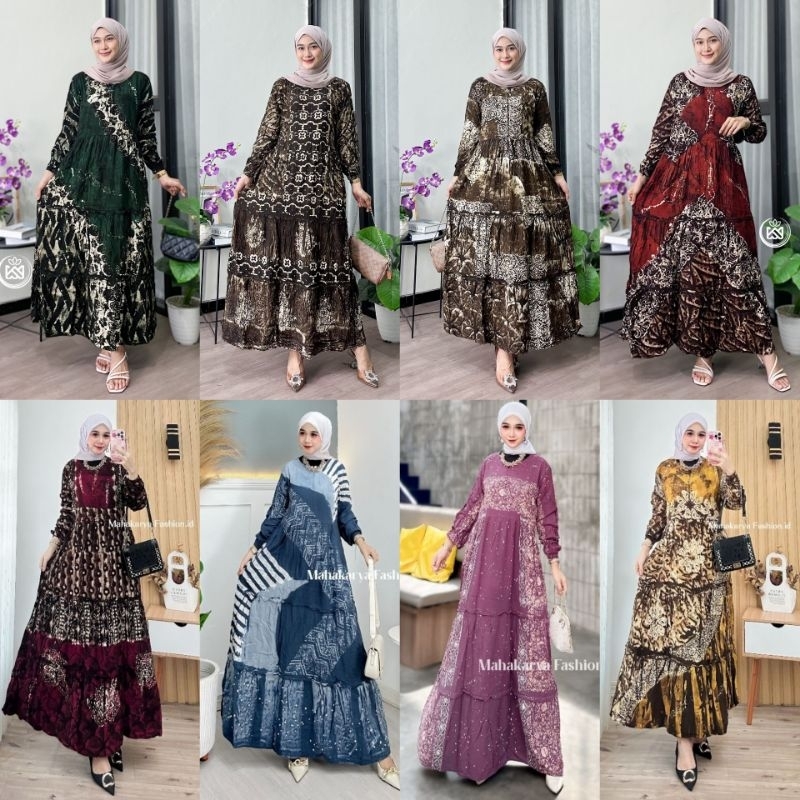 Zaneera Batik - Gamis Twill Ori Pekalongan Rayon Premium Cap Malaman Motif Terbaru Dress Wanita