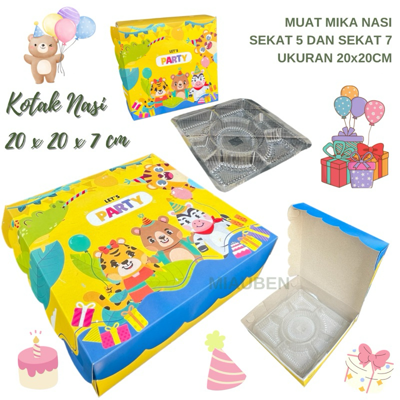 box nasi 10pcs Kotak nasi ultah anak nasi kotak ulang tahun anak 20x20x7cm