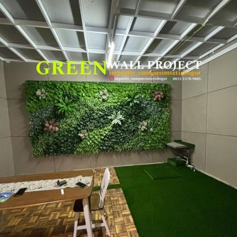 vertical garden sintetis | pembuatan vertical garden artificial | vertical garden tanaman palsu