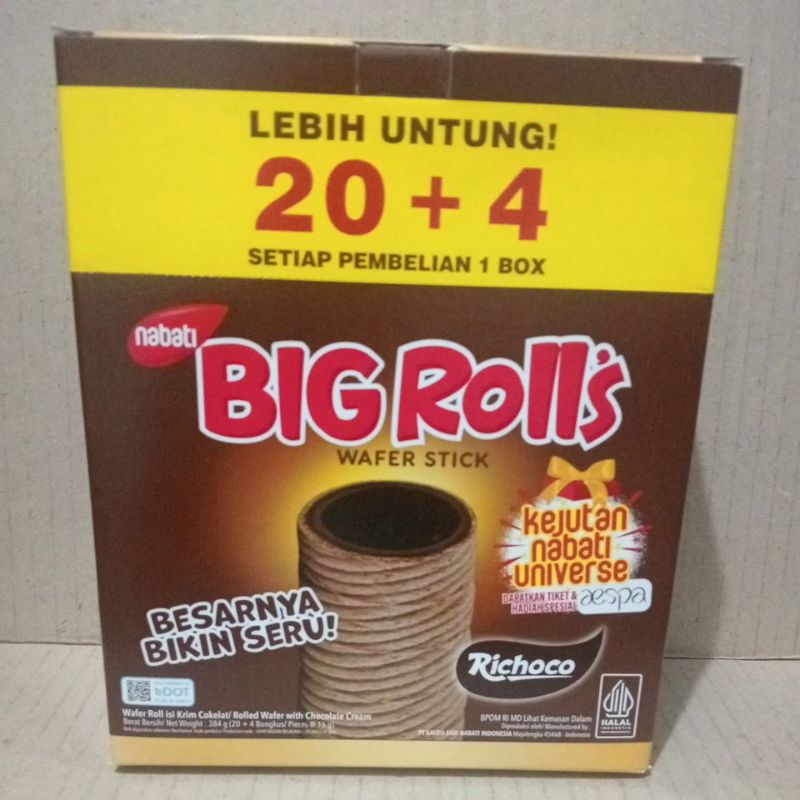 

Big Roll's Wafer Stick Richoco Nabati Isi 20 + 4 Free