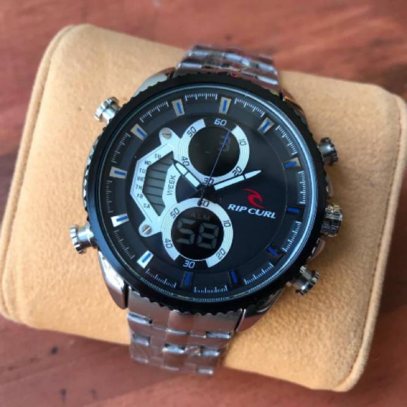 JAM TANGAN PRIA RIPCURL DOUBLE JRM & DIGITAL RANTAI TGL AKTIF 4.5CM || JAM TANGAN FASHION