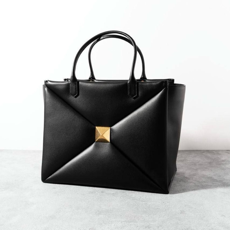 Original Valentino VLTN One Stud Large Tote Bag in Lamb Nappa Leather