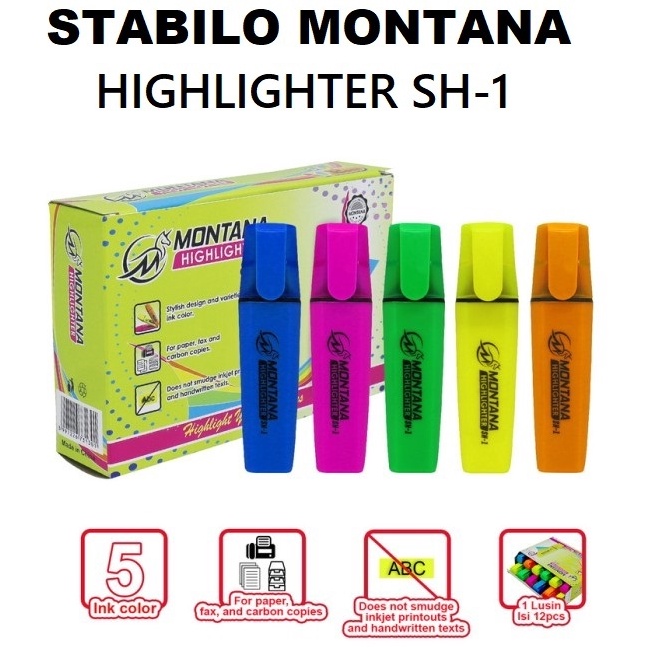 

KODE F63E STABILO MONTANA SH1 1 PACK ISI 12 PCS HIGHLIGHTER PENANDA WARNA