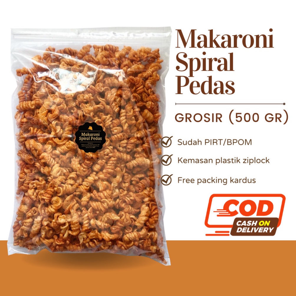 

READY DELISH SNACKS Makaroni Spiral Pedas Grosir 5gr Snack Cemilan Camilan Kilo Kiloan Grosiran Makroni Pedes Gurih Murah