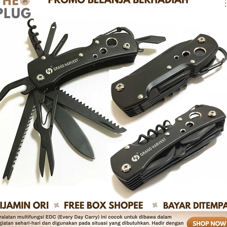 Super Diskon  14 in 1 Pisau Saku Lipat Multifungsi Super Tajam Awet Pocket Tools Knife Stailess Stee