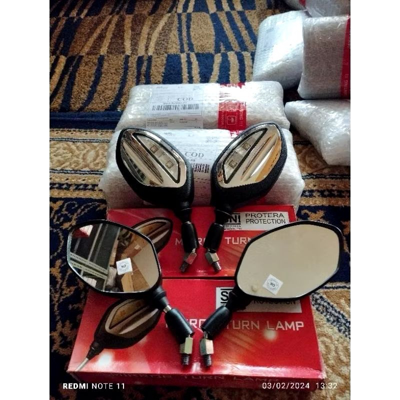 Spion Bubut Spion LED Spion 3 Jari Spion Style KT Spion LED Bubut Spion Motor Original AHM