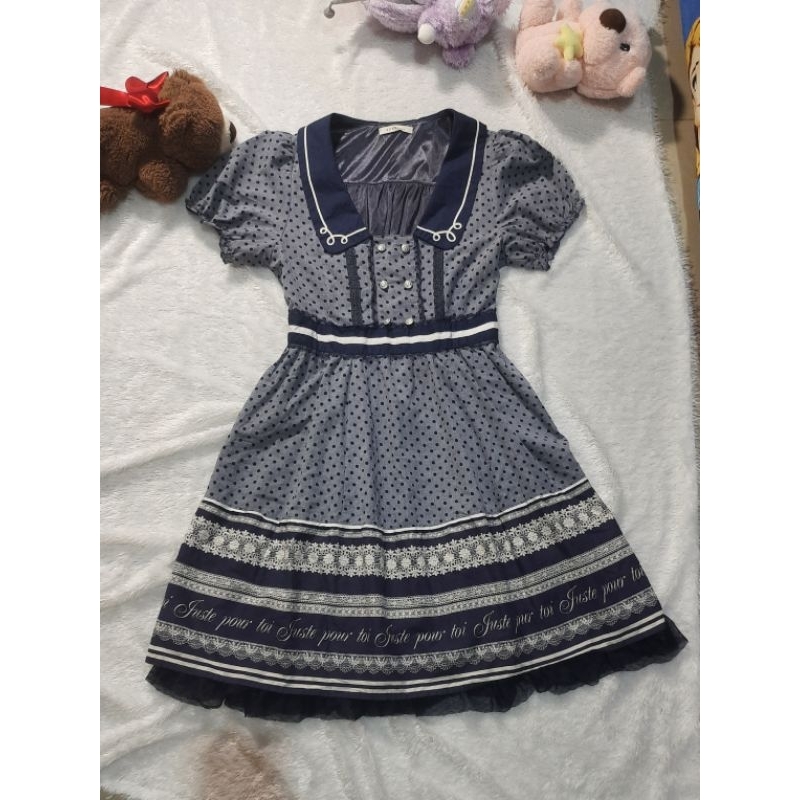 Axes femme collar pattern dress academia kawaii kawai coquette dollete overall OL jsk jumpskirt polk