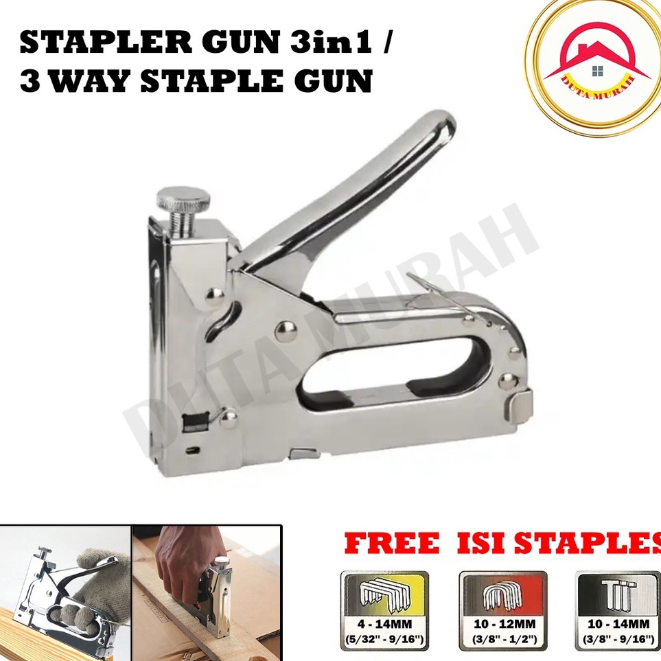 

KODE A14P Stapler Gun 3 In 1 Staples Tembak Gun Tracker 3 Way Staples Gun