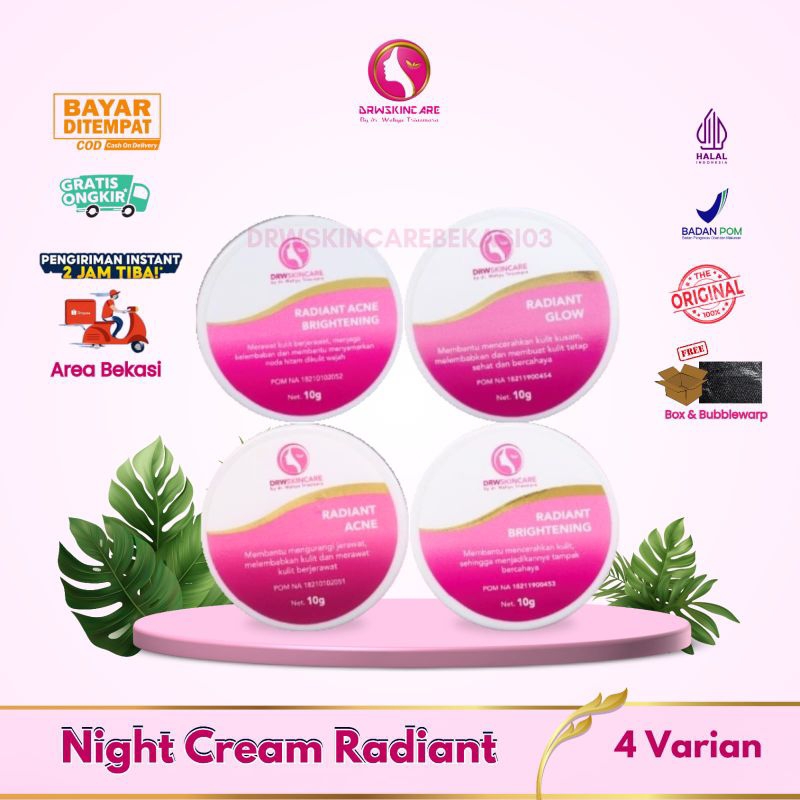 Drw Skincare Krim Malam Radiant Series Cream Glowing Ampuh Penghilang Jerawat Flek kusam Radiant Acn