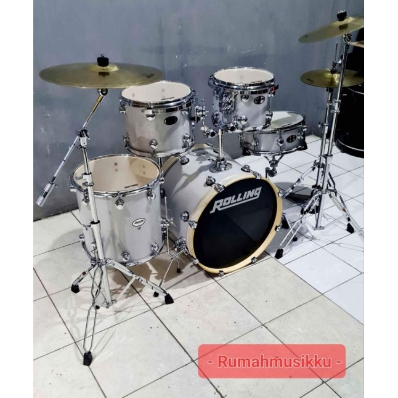 Drum Set Rolling JB 2226 Warna Special White Sparkle (Second Like New)