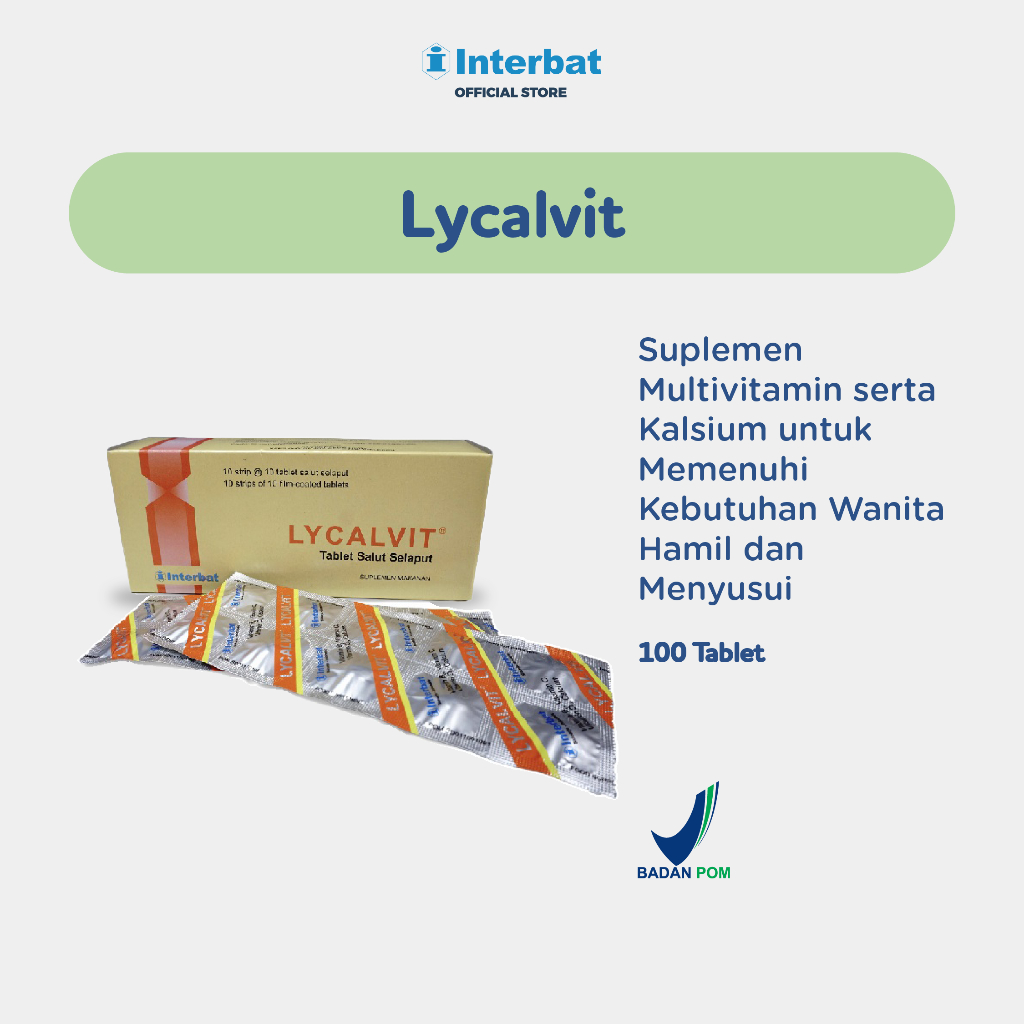 Lycalvit 10 Strip @10 Tablet - Suplemen Multivitamin serta Kalsium untuk Memenuhi Kebutuhan Wanita H