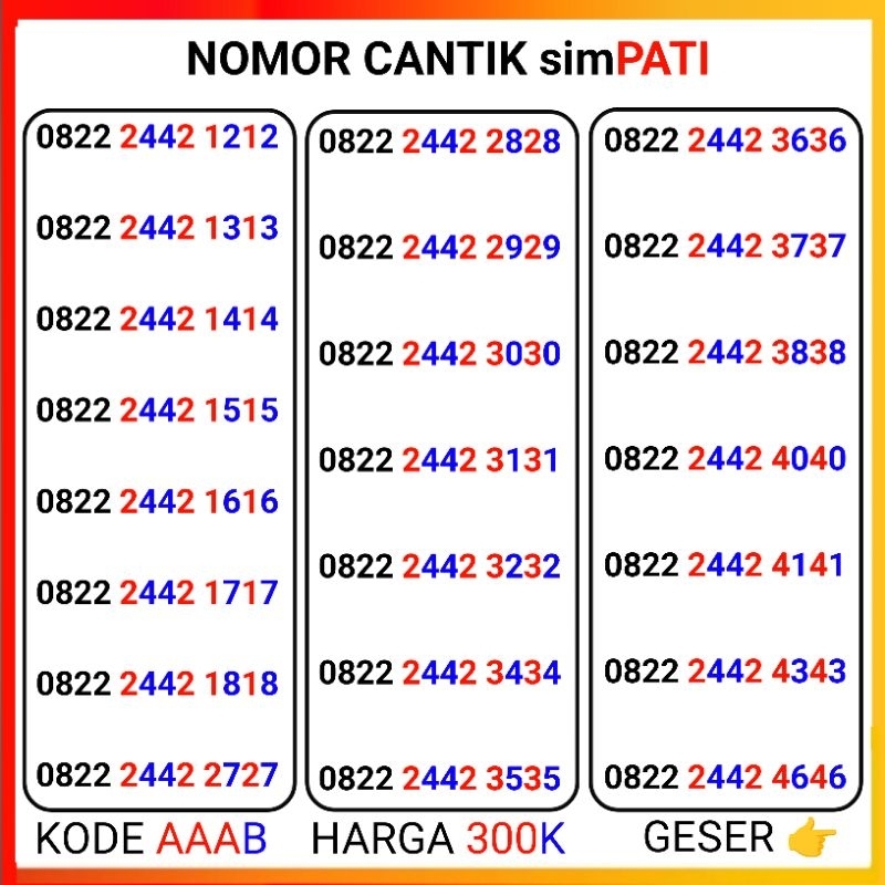 Nomor Cantik Simpati ABAB
