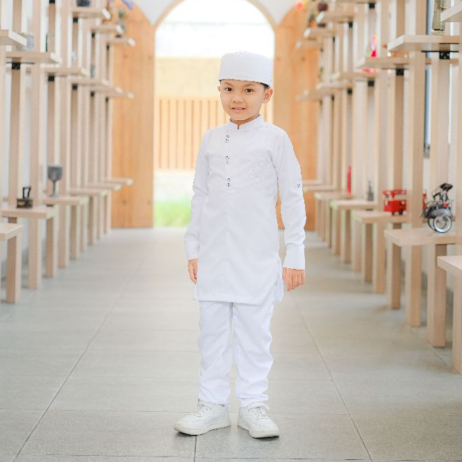 GARANSI Fatih dan Firra - Set Peci Koko Askara Stelan Putih Celana Kurta India Style KEKINIAN