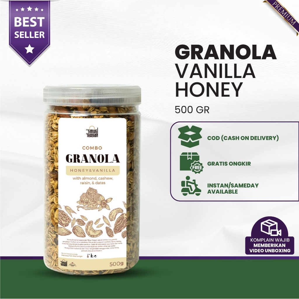 

Granol Rasa Honey & Vanila Halal dari Timur Tengah kemasan 500gr