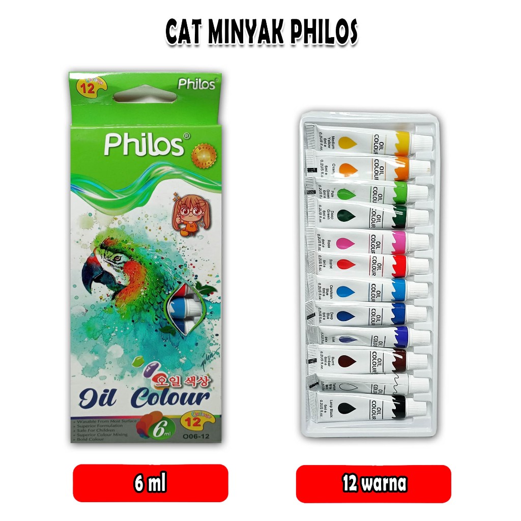 

cat oil philos / cat minyak / 12 warna