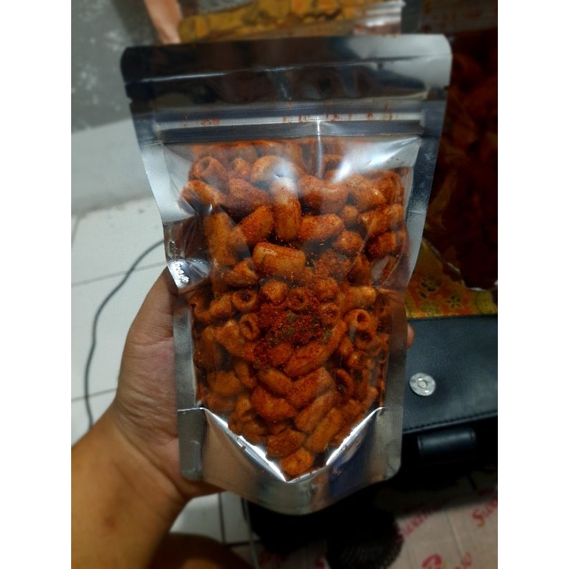 

makaroni bantat kemasan standing alumunium pouch 100gr