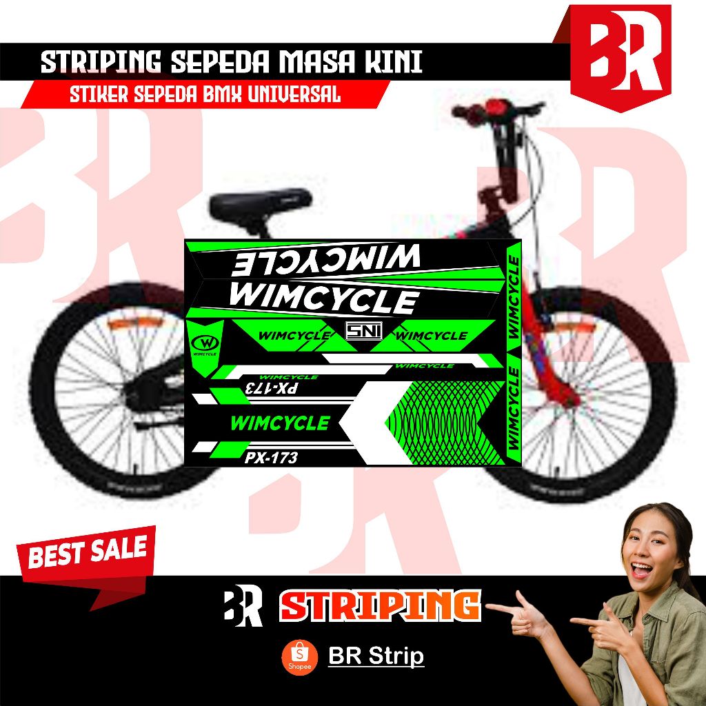 NEW stiker striping sepeda BMX 18 20 wimcycle decal glossy lentur anti air