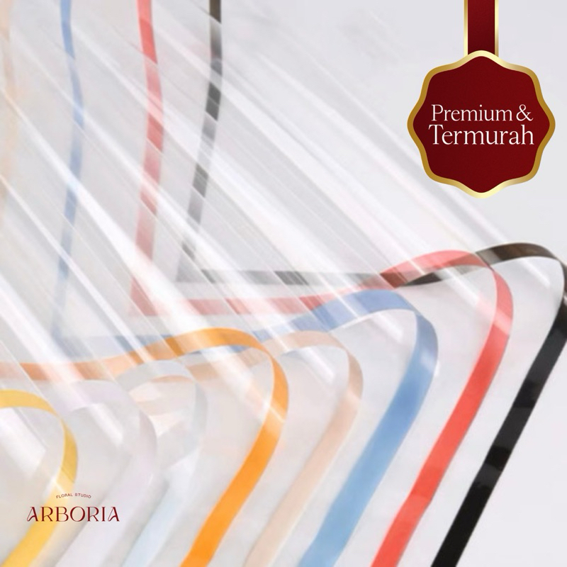 

[TERMURAH!!] SOLID BORDER TRANSPARENT Flower Wrapping Plastic / Cellophane / Kertas Bunga