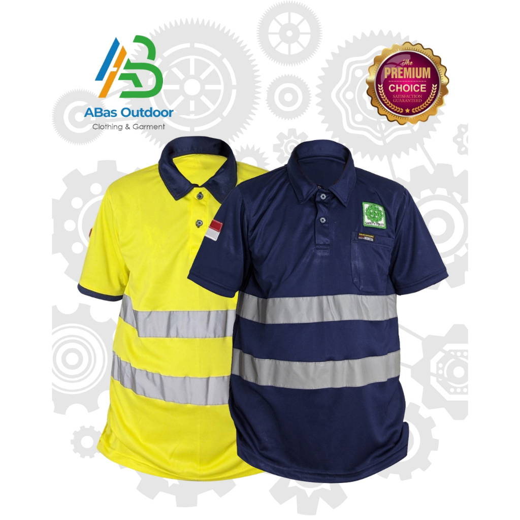 POLO SHIRT SAFETY KUNING & BIRU/ Kaos Polo Proyek / Lapangan / Konstruksi / Tambang/ Mekanik/ Atasan