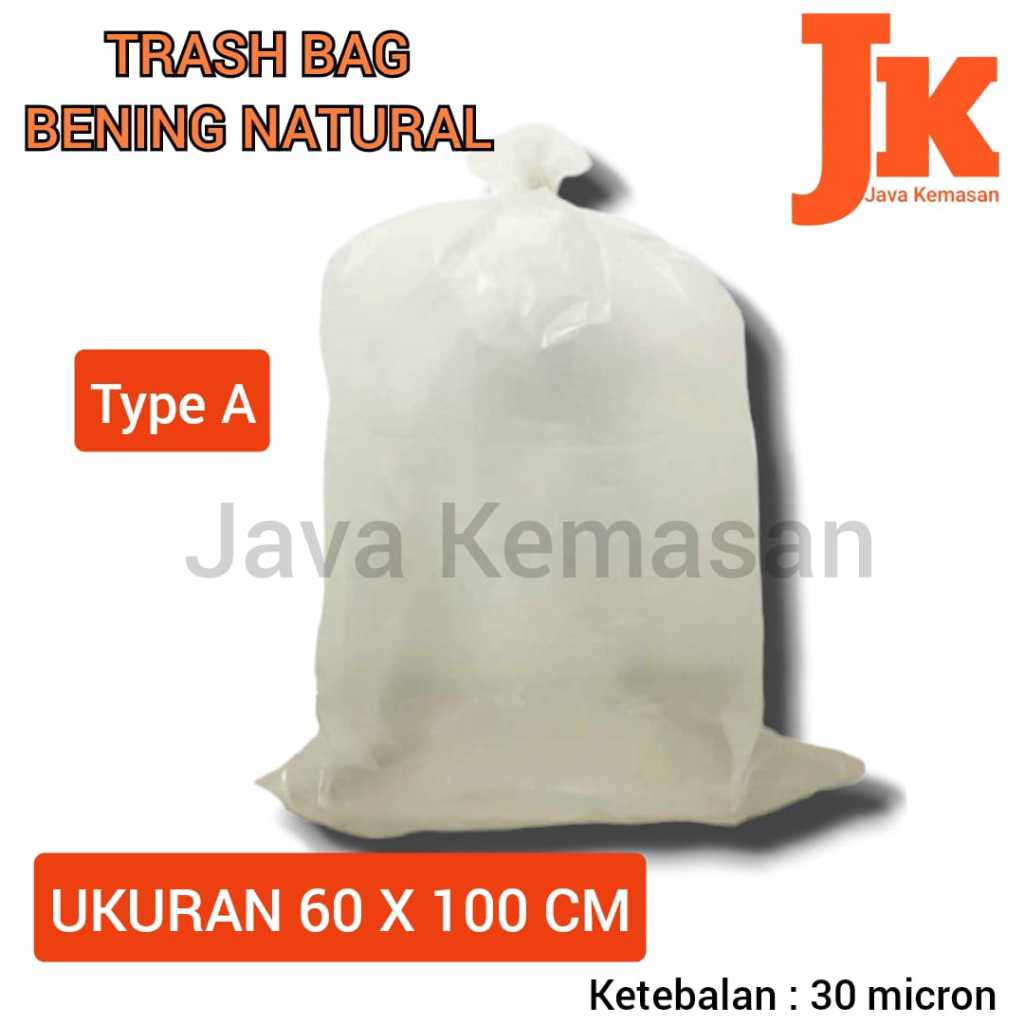 PLASTIK SAMPAH NATURAL A KANTONG KRESEK TRASH BAG SAMPAH BENING TRANSPARAN 60X100 CM BESAR JUMBO TEB