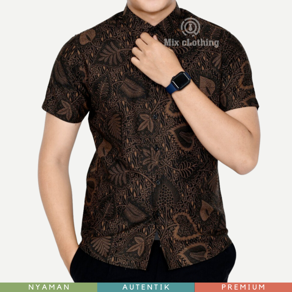 BAJU BATIK PRIA LENGAN PENDEK | KEMEJA PRIA SLIM FIT COLIN DION CS 17