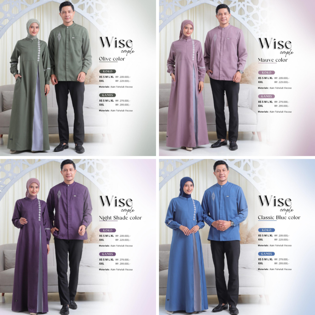 BAJU BUSANA MUSLIM GAMIS KOKO PESANGAN COUPLE KONDANGAN TERBARU - WISE COUPLE BY LUBI - DRESS WANITA