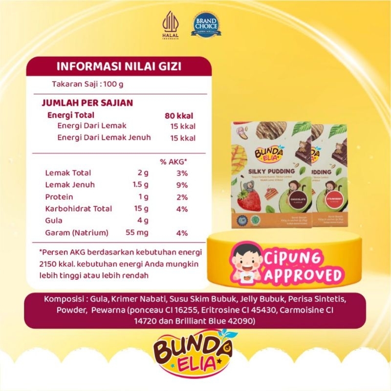 

Ay00! BUMBU BUNDA ELIA SILKY PUDDING MPASI 25gr x 4pcs