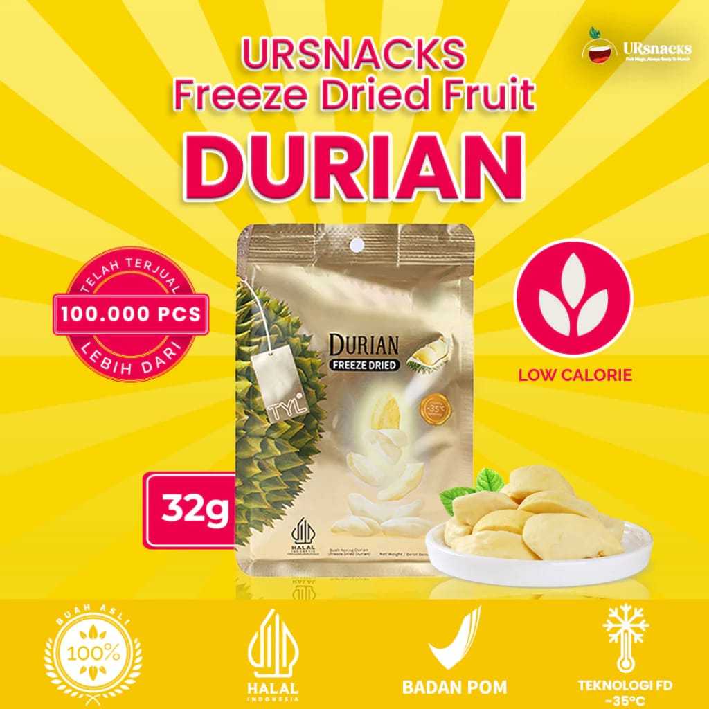 

.Snack import | Ursnack Freeze Dried Snack Buah Durian Kering 32 gr (scp)