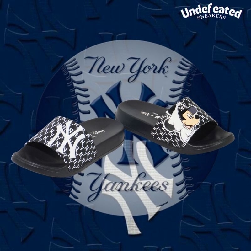 UD MLB KOREA NEWYORK YANKESS X MICKEY MOUSE MONOGRAM SLIDE - BLACK