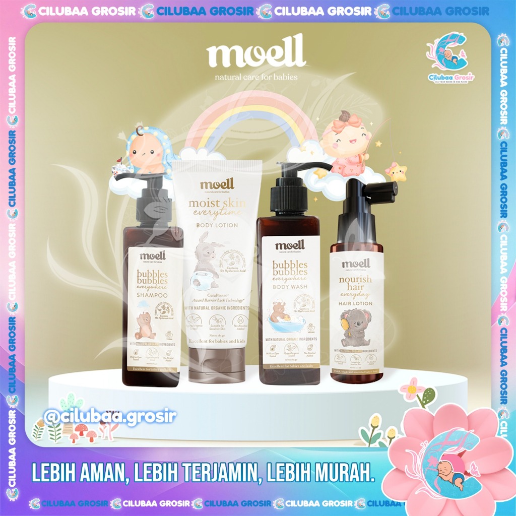 MOELL Bubbles Bubbles Everywhere Shampoo || Body Wash || Moist Skin Everytime Body Lotion || Nourish