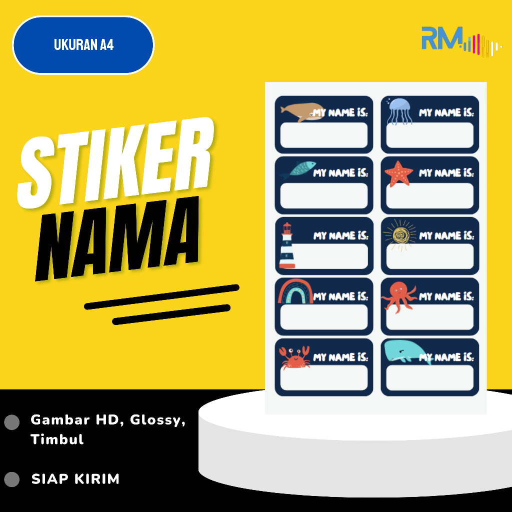 

Sticker Nama Custom Stiker Label Nama Anti Air Custom Karakter Decal Kering