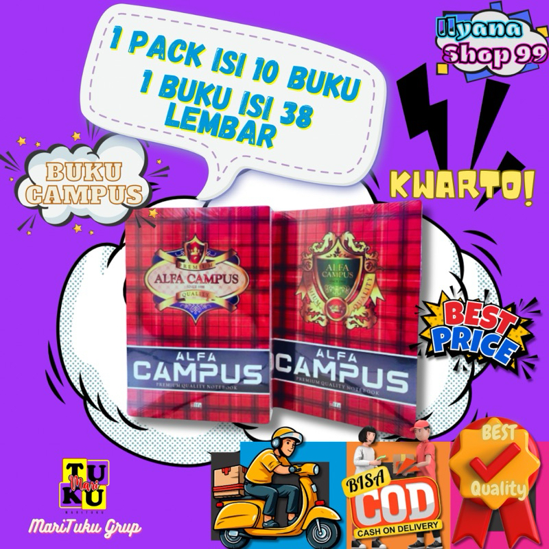 

Buku tulis Alfa campus 38lembar Kwarto 1pack isi 10pcs