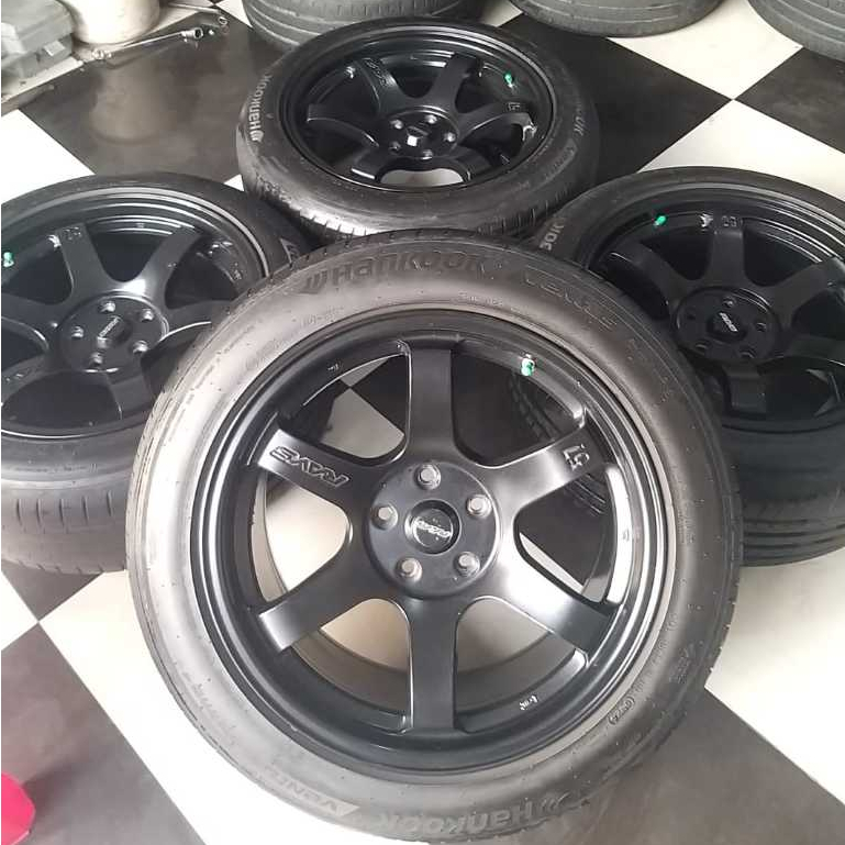 Velg RAYS TE37 R18 Lebar 9 ET 35 Ban Hankook Velg Mobil Ring 18 Second Bekas