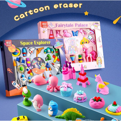 

(Harga per kotak) Penghapus karakter motif mainan anak laki perempuan stimulasi sensory play STATIONERY GIFT SET