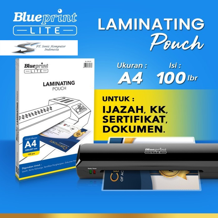

Plastik Laminating Pouch A4 Blueprint Lite BP LPA101 Laminating Film A4